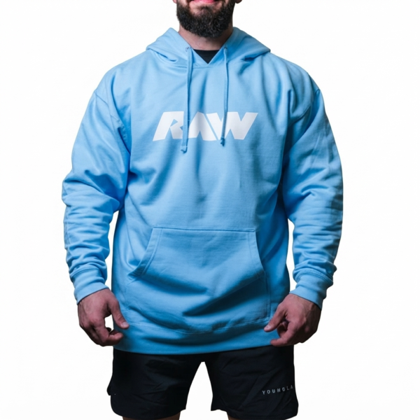 Chris Bumstead Hoodies – Raw Logo Signature Blue Pullover Hoodie